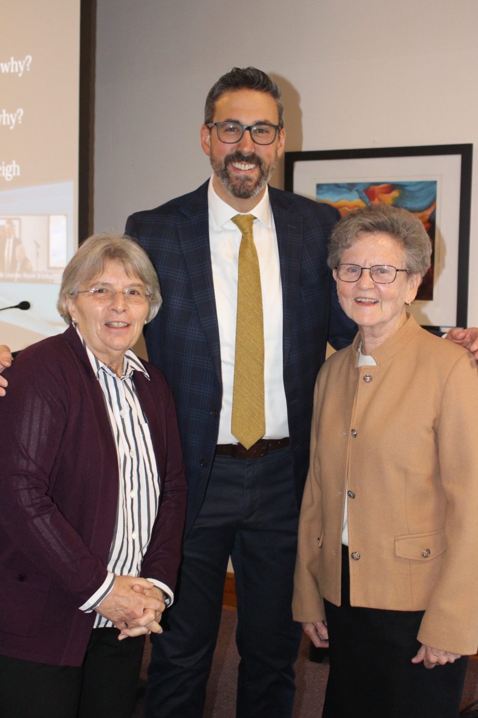 S. Tesa Fitzgerald and S. Maria Pascuzzi with presenter Dr. Marcus Mescher.