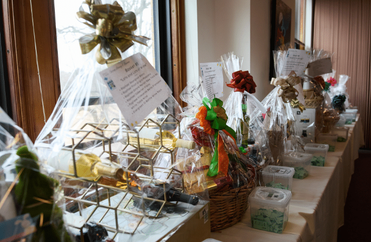 Raffle baskets.