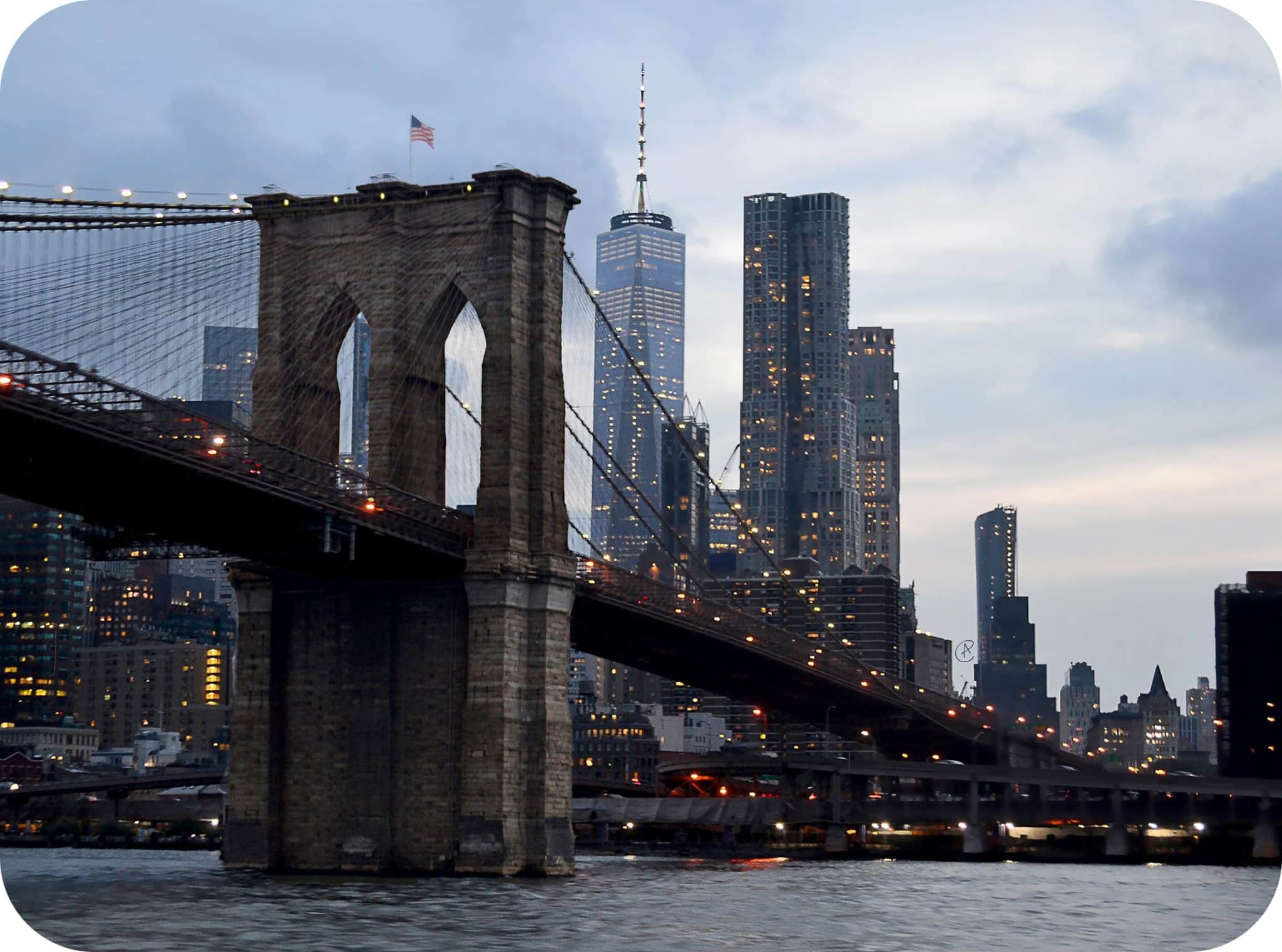 Landscape Shot Brooklyn Bridge New Usa With Gray Gloomy Sky 1 Min