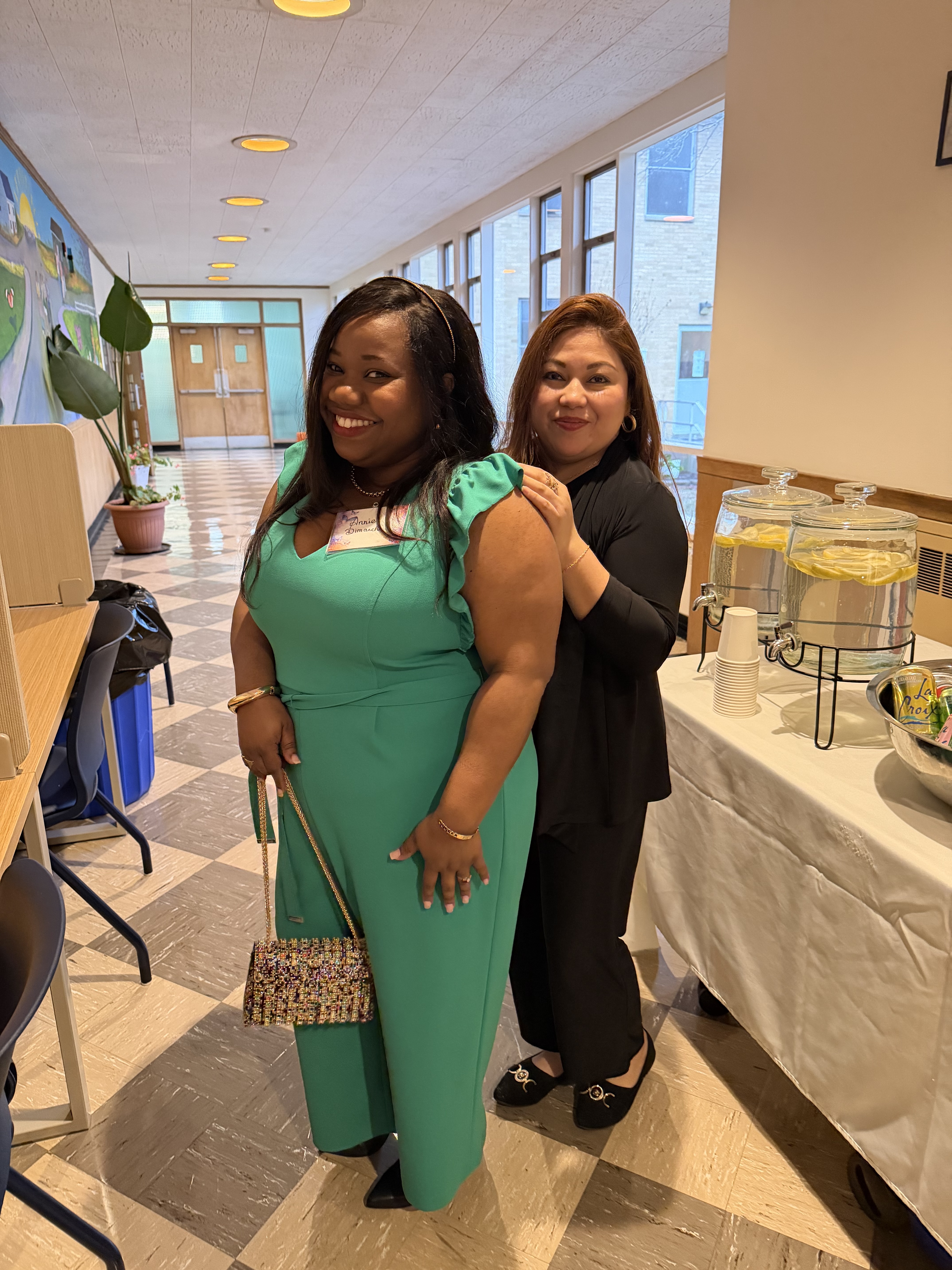 Employees posing at the event.