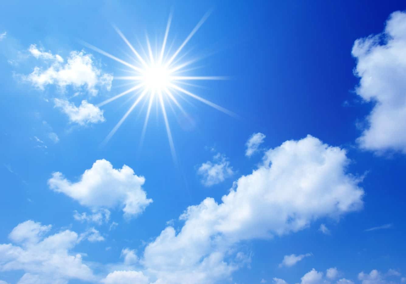 Sun On Blue Sky Sun on blue sky with clouds